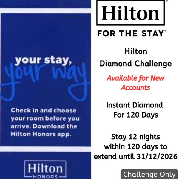 Hilton Diamond Challenge - Get Instant Diamond, Retain with 12 Nights