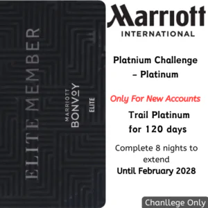 Marriott Platinum Challenge 8 Nights, Trial Gold for 120 Days