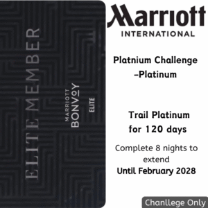 Marriott Platinum Challenge Trail Platinum for 120 days, Complete 8 nights to retain platinum valid until February 2028