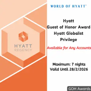 Hyatt Guest of Honor (GOH) Award-Globalist Privileges