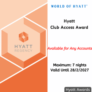 Hyatt Club Access Award, valid until 2/2027