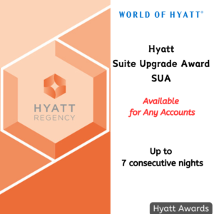 Hyatt Suite Upgrade Award-up to 7 consecutive nights
