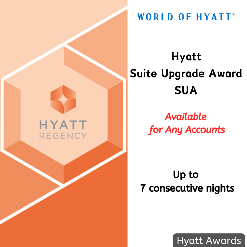 Hyatt Suite Upgrade Award-up to 7 consecutive nights