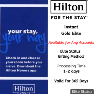 Instant Hilton Gold Elite Status – Valid for 365 Days