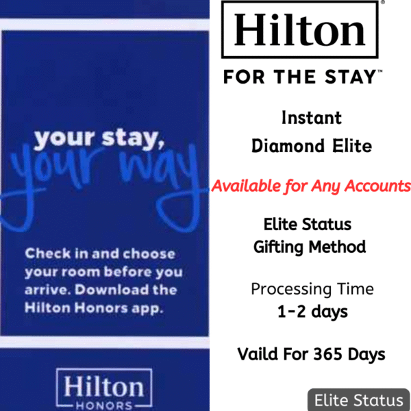 Instant Hilton Gold Elite Status – Valid for 365 Days