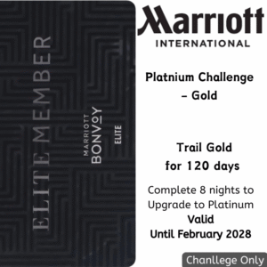 Marriott Platinum Challenge Trail Gold for 120 days, Complete 8 nights to retain platinum valid until February 2028