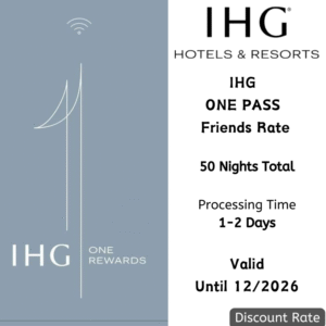 IHG One Pass Friends Rate 50 Nights Package