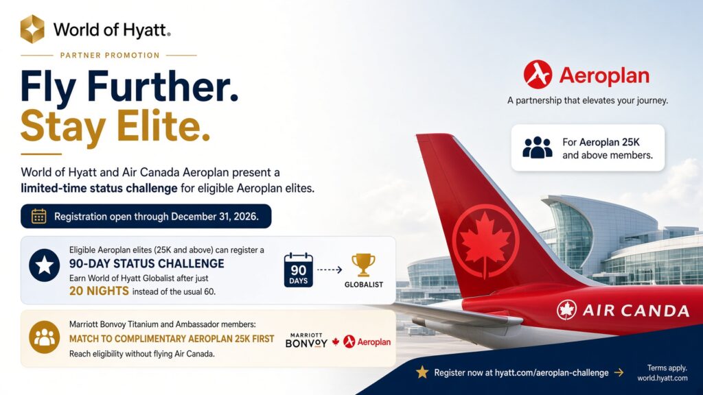 World of Hyatt and Aeroplan status challenge partnership